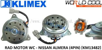 RADIATOR FAN MOTOR ASSY WORLDCOOL - NISSAN ALMERA ( 4PIN ) [ KM13482 ]