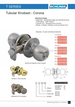 SCHLAGE Tubular Knobset