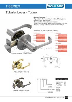 SCHLAGE Tubular Leverset