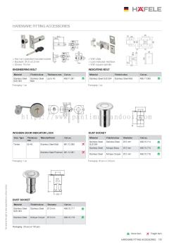 Hafele Fitting Accessories (Bolt / Dust Socket)