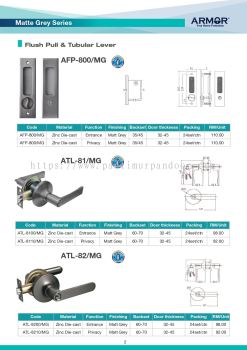 Armor Flush Pull & Tubular Lever Lockset Matt Grey