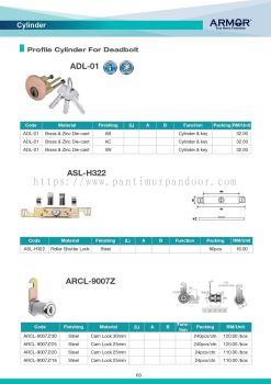 Armor Profile Cylinder for Deadbolt / Roller Shutter Lock / Drawer Lock