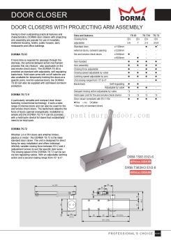 DORMA Door Closer with Projecting Arm Assembly