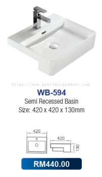 Saniware Semi Recessed Basin 594