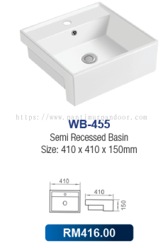 Saniware Semi Recessed Basin 455