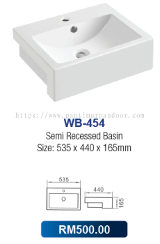 Saniware Semi Recessed Basin 454