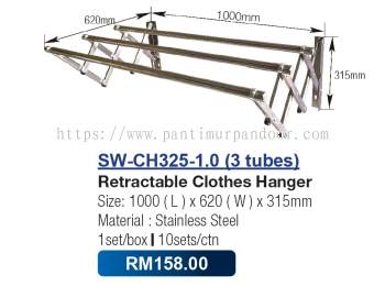 Saniware Wall Clothes Hanger 325-1.0 Stainless Steel