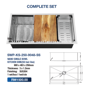 Saniware Multifunction Kitchen Sink 9048 SUS304