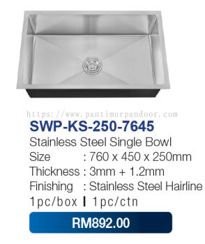 Saniware Undermount Sink 7645 SS SUS304