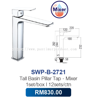 Saniware Tall Basin Pillar Tap Mixer 2721