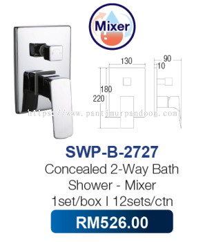 Saniware Concealed 2 Way Bath Shower Mixer 2727