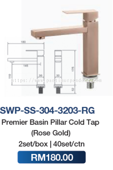 Saniware Premier Basin Pillar Cold Tap 3203 RG