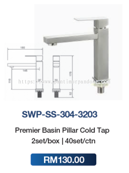 Saniware Premier Basin Pillar Cold Tap 3203 SS