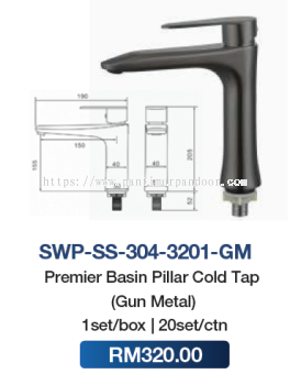 Saniware Premier Basin Pillar Cold Tap 3201 GM