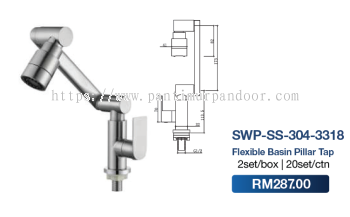 Saniware Flexible Basin Pillar Tap 3318