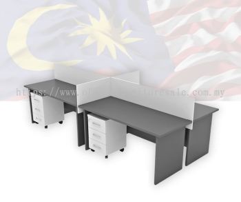 SOSM/BLACKWHITE (4' TABLE) CLUSTER OF 4 WORKSTATION (RM 2,090.00/SET) *Contact 017 842 7687*