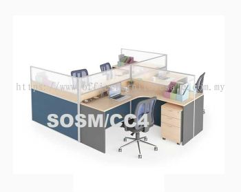 SOSM/CC4 (5' L-SHAPE TABLE) CLUSTER OF 4 WORKSTATION (RM 4,450.00/SET)