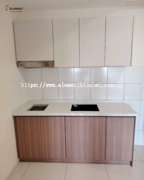 Dual Colour Kitchen Cabinet | Quartz Stone Top