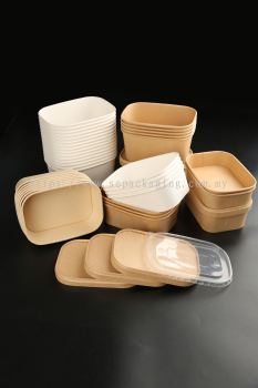 Kraf Paper Rectangular Bowl and Lid