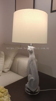 Leopard Table Lamp with White Fabric Shade