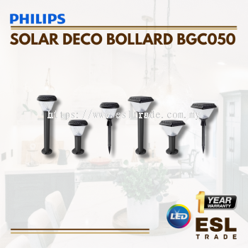 PHILIPS DECO SOLAR BOLLARD BGC050 1.5W/2.2W- 3000K - ONE YEAR WARRANTY