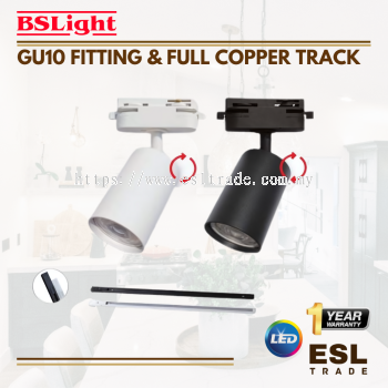 BSLIGHT GU10 FITTING & FULL COPPER TRACK - BLACK/WHITE- ONE YEAR WARRANTY