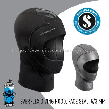 SCUBAPRO Everflex Diving Hood, Face Seal, 5/3mm for scuba diving, Diving Hood