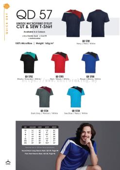 QD57 Roundneck Cut and Sew Microfiber T-Shirt