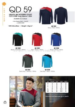 QD59 Roundneck Long Sleeve Cut and Sew Microfiber T-Shirt