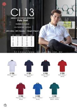 CI13 Unisex CVC Cotton Interlock Polo Shirt Collar T-shirt 