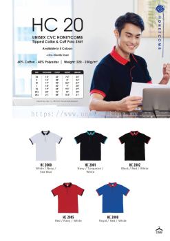 HC20 Unisex Honeycomb Short Sleeve Tipped Collar & Cuff Polo Shirt