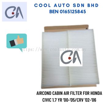 %READY STOCK %AIR COND CABIN AIR FILTER FOR HONDA CIVIC 1.7 YR '00-'05/CRV '02-'06