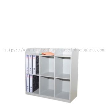 LOW STEEL 6 PIGEON HOLE SIDE TABLE CABINET