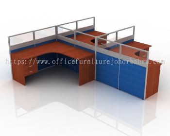 5 FEET CLUSTER OF 3 HALF GLASS CUBICLE WORKSTATION PARITION WITH HANGING DRAWER - 3L6