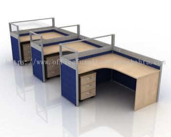 5 FEET CLUSTER OF 3 HALF GLASS CUBICLE WORKSTATION PARITION WITH MOBILE PEDESTAL DRAWER 3D - 3L8