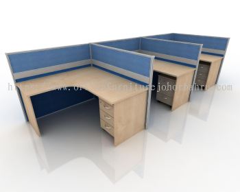 5 FEET CLUSTER OF 3 FULL BOARD CUBICLE WORKSTATION PARTITION WITH MOBILE PEDESTAL DRAWER 3D - 3L9