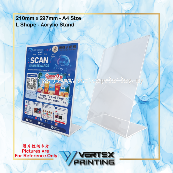 L Shape-Acrylic Stand 210mm x 297mm