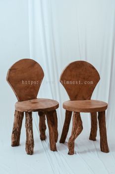 A pair of Wabi Sabi Style Old teakwood Small Chairs