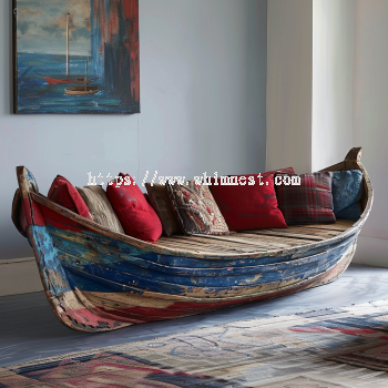 Boat-Inspired Reclaimed Wood Sofa