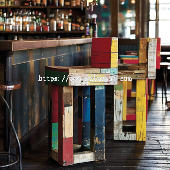 Multicolor Reclaimed Wood Bar Stools