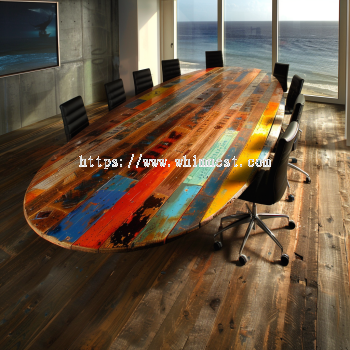 Oval Reclaimed Wood Conference Table