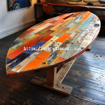 Surfboard Reclaimed Wood Dining Table