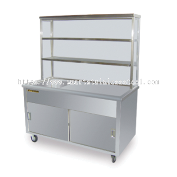 5′ X 30” Tea Counter With 2 Tier Overshelf