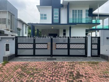 Trackless Folding Gate 20’feet( Black Colour + Light Grey and Radiant Gold Centre )