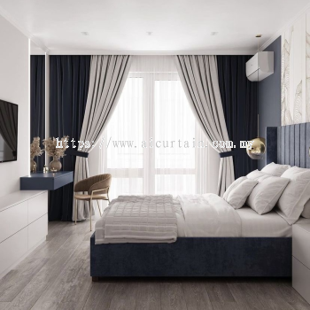 Langsir Blackout Dua Warna Minimalis Untuk Bilik Tidur Apartment