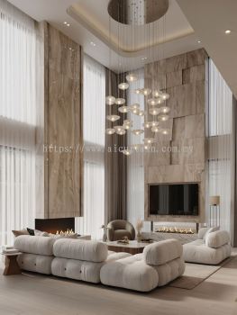 Luxury Double Volume High Curtain for Penthouse & Grand Living Spaces in Kuala Lumpur, Selangor & Cheras