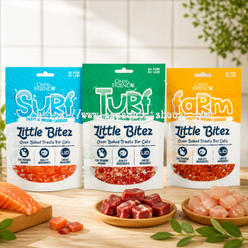 Cindy & Friends Little Bitez Oven Baked Cat Treats - Chicken, Tuna, Salmon, Beef, Lamb 60g