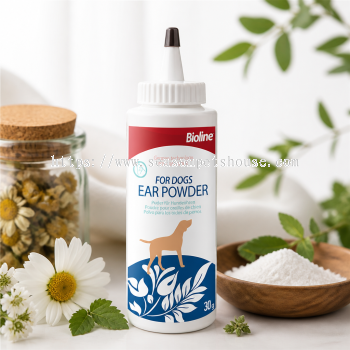 BIoline Ear Powder for Pets 30g - Controls Moisture & Removes Ear Hair