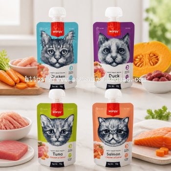 Wanpy Cat Fresh Meat Paste Wet Food with Chicken, Tuna, Salmon & Duck - Nutritious & Easy to Digest