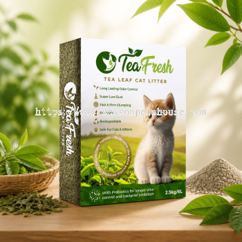 Tea Fresh Cat Litter with Probiotics - Eco-Friendly Tea Leaf Clumping Cat Litter by TeaFresh